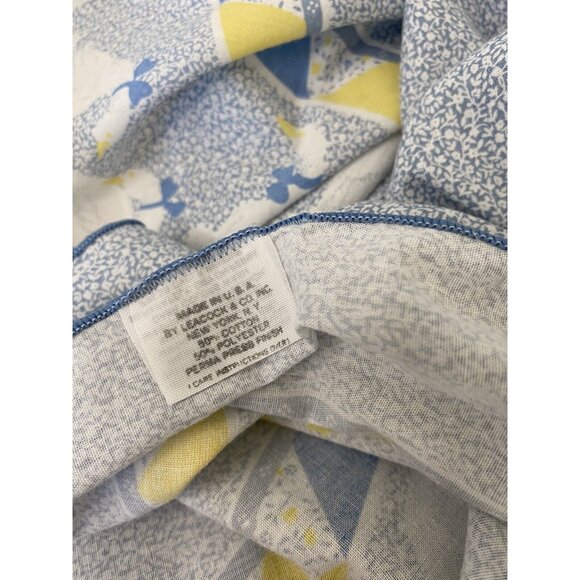 Ducks bow blue tablecloth + 8 napkins cotton blend gingham floral 69" round - Picture 6 of 8